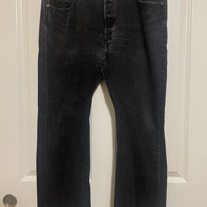 LEVI’S 501 BLACK DENIM JEANS 38 x 30 Straight Regular Fit Button Fly Red Tab